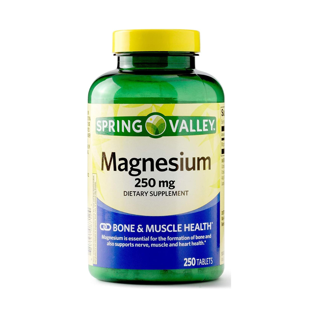 Spring Valley Tabletas de Magnesio 250 mg, 250 Unidades - Suplemento para Energía y Salud Muscular