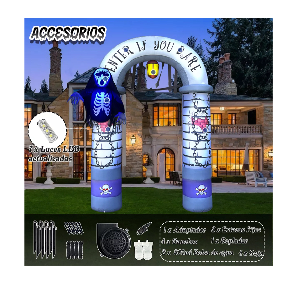 Decoracion Dia De Muertos 270cm Arco Inflable De Halloween