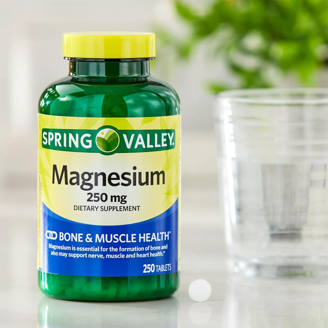 Spring Valley Tabletas de Magnesio 250 mg, 250 Unidades - Suplemento para Energía y Salud Muscular