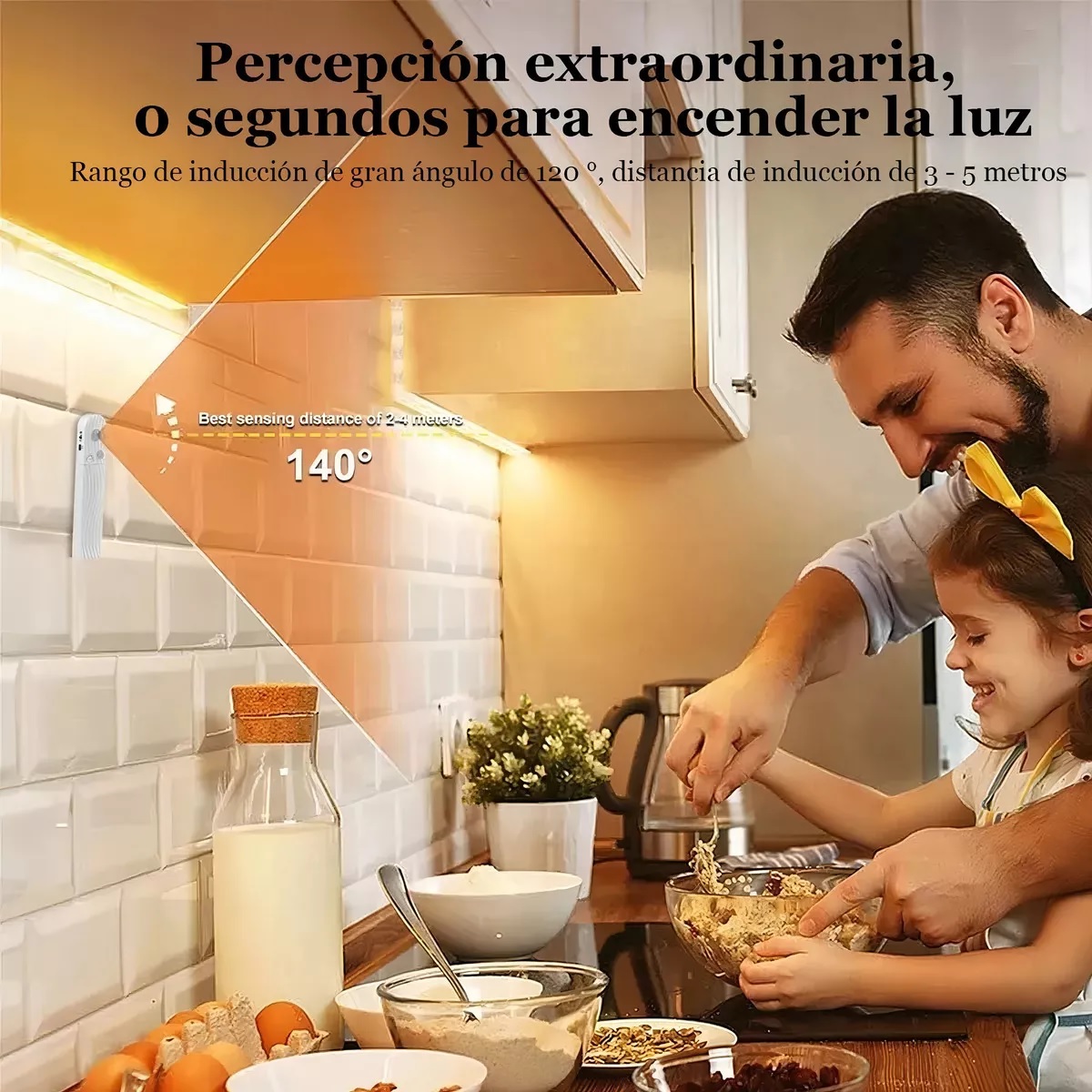 Tira De 120 Luces Led Para Armario/baño/cocina/escalera 2 M Blanco Calido