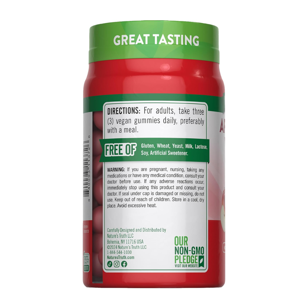 Nature's Truth Gomitas de Sidra de Manzana 600 mg, 75 Gomitas - Apoyo Digestivo y Control de Peso
