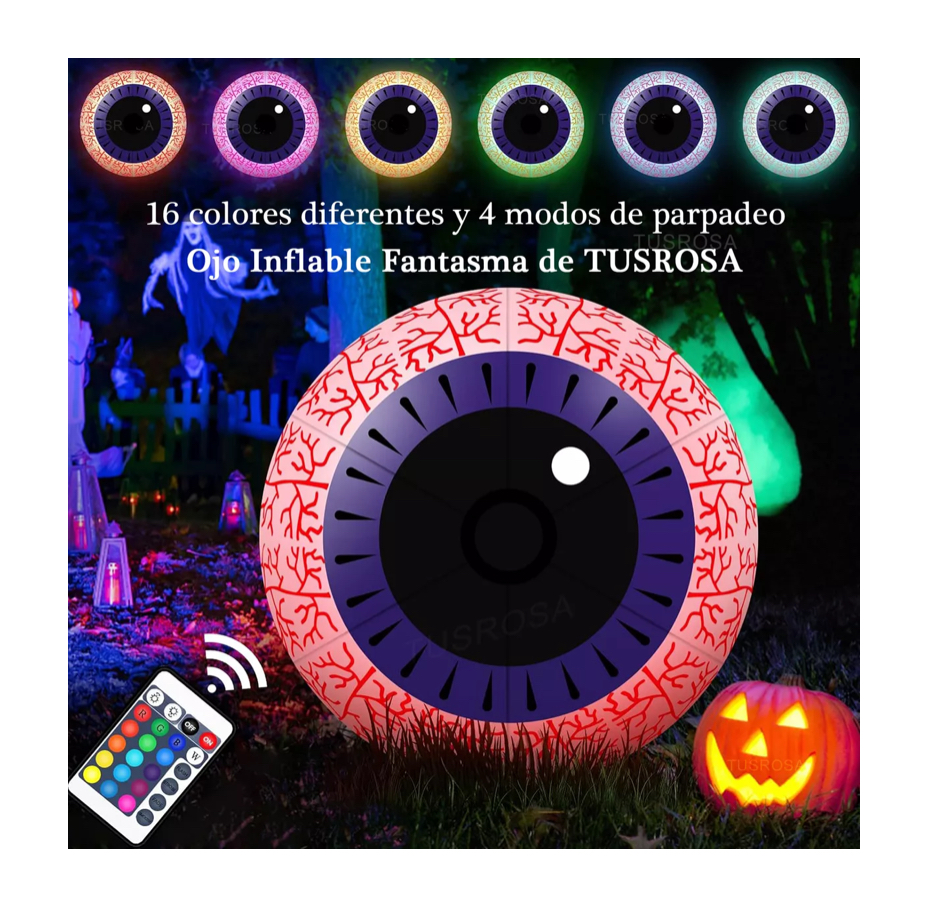 Halloween Decor Ojo Fantasma Inflable Led Diseño Antivuelco