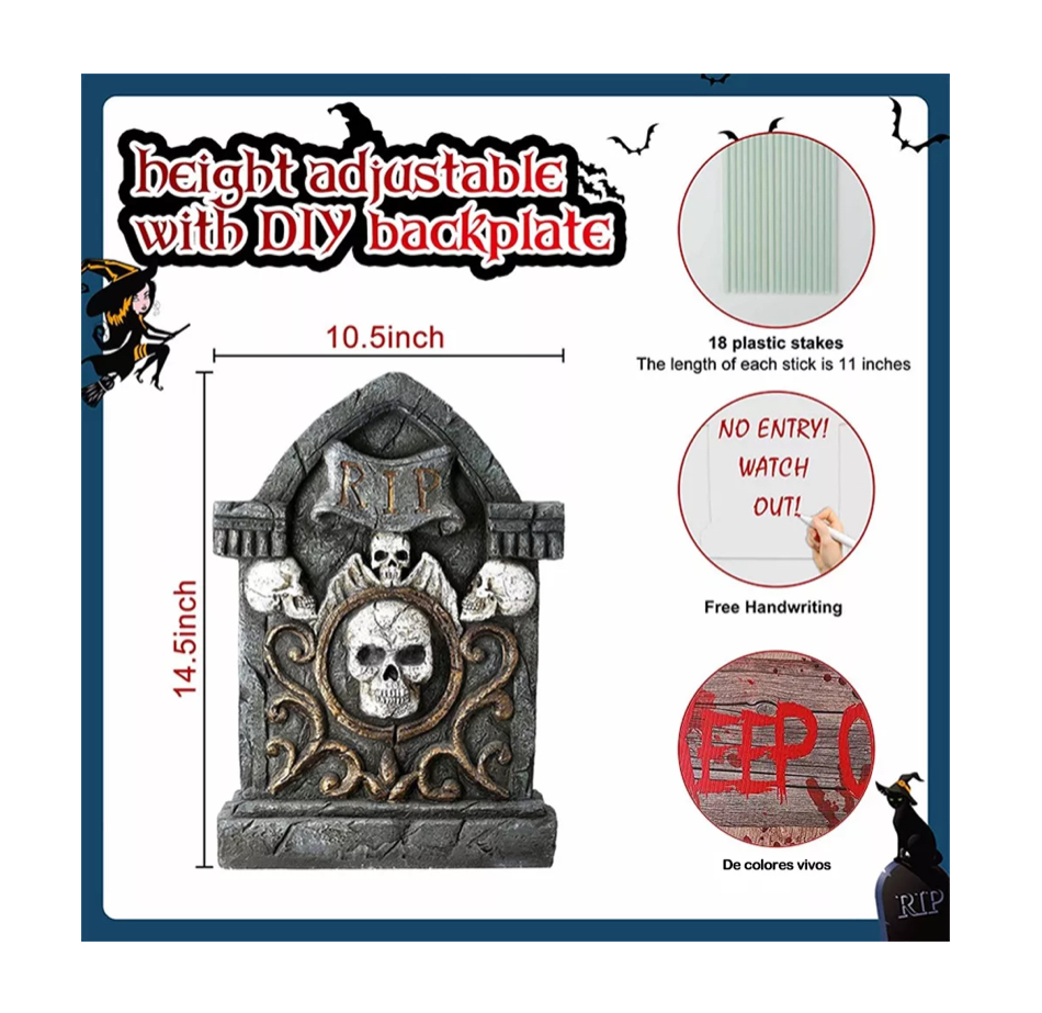 Decoracion Fiesta Halloween Exterior esqueleto Lápidas 6pcs