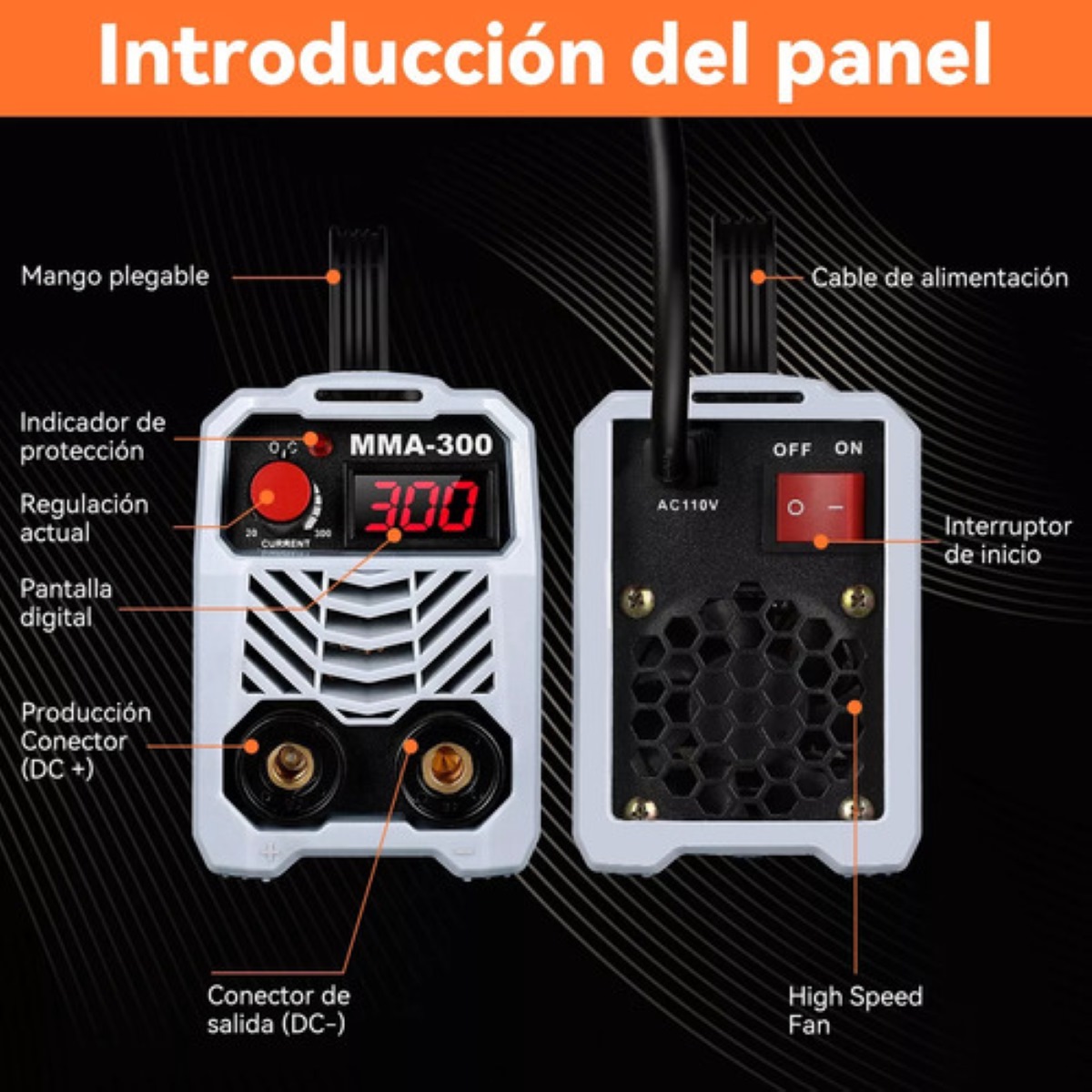 Maquina De Soldar Mini Soldadora Portatil 110v Glimall Mma-300 Con Accesorios Negro