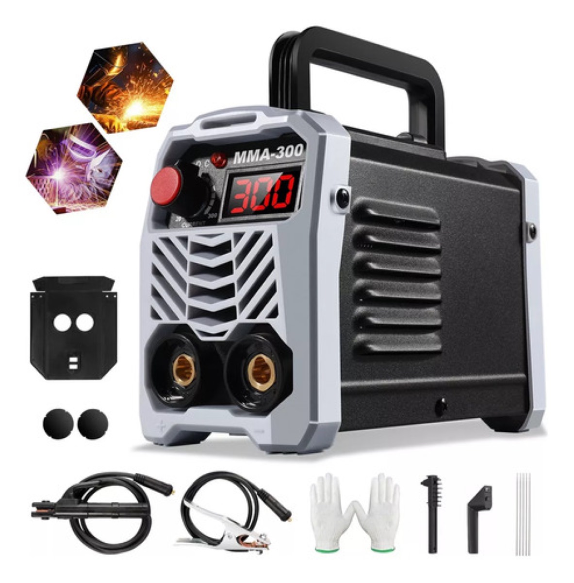 Maquina De Soldar Mini Soldadora Portatil 110v Glimall Mma-300 Con Accesorios Negro