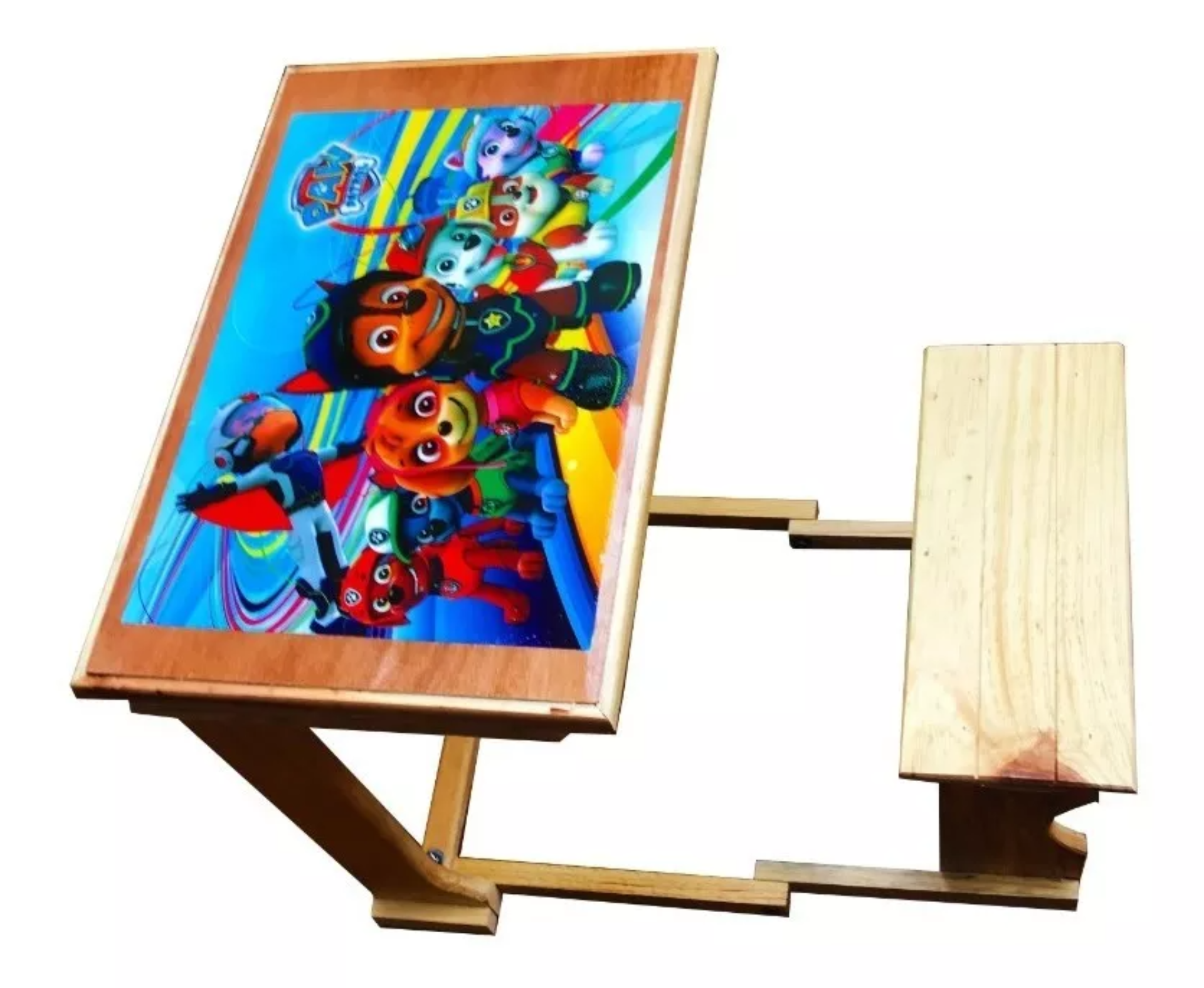 Pupitre Natural Infantil , Mesa Banco De Madera Poster