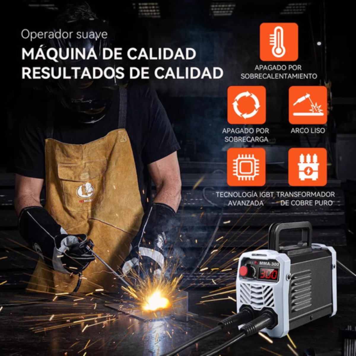 Maquina De Soldar Mini Soldadora Portatil 110v Glimall Mma-300 Con Accesorios Negro