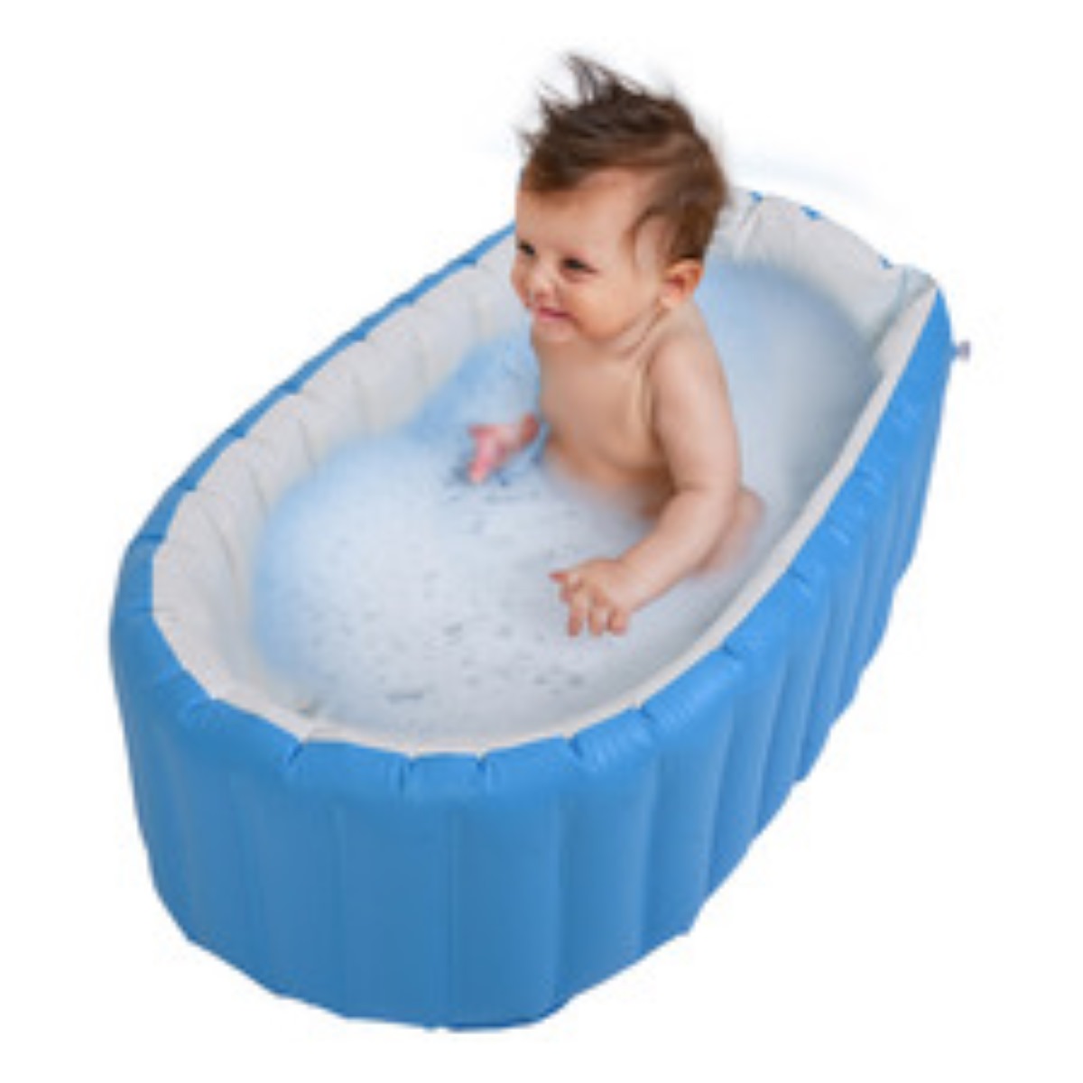 Bañera Inflable Para Bebés Portátil Tina Plegable Con Bomba Color Azul