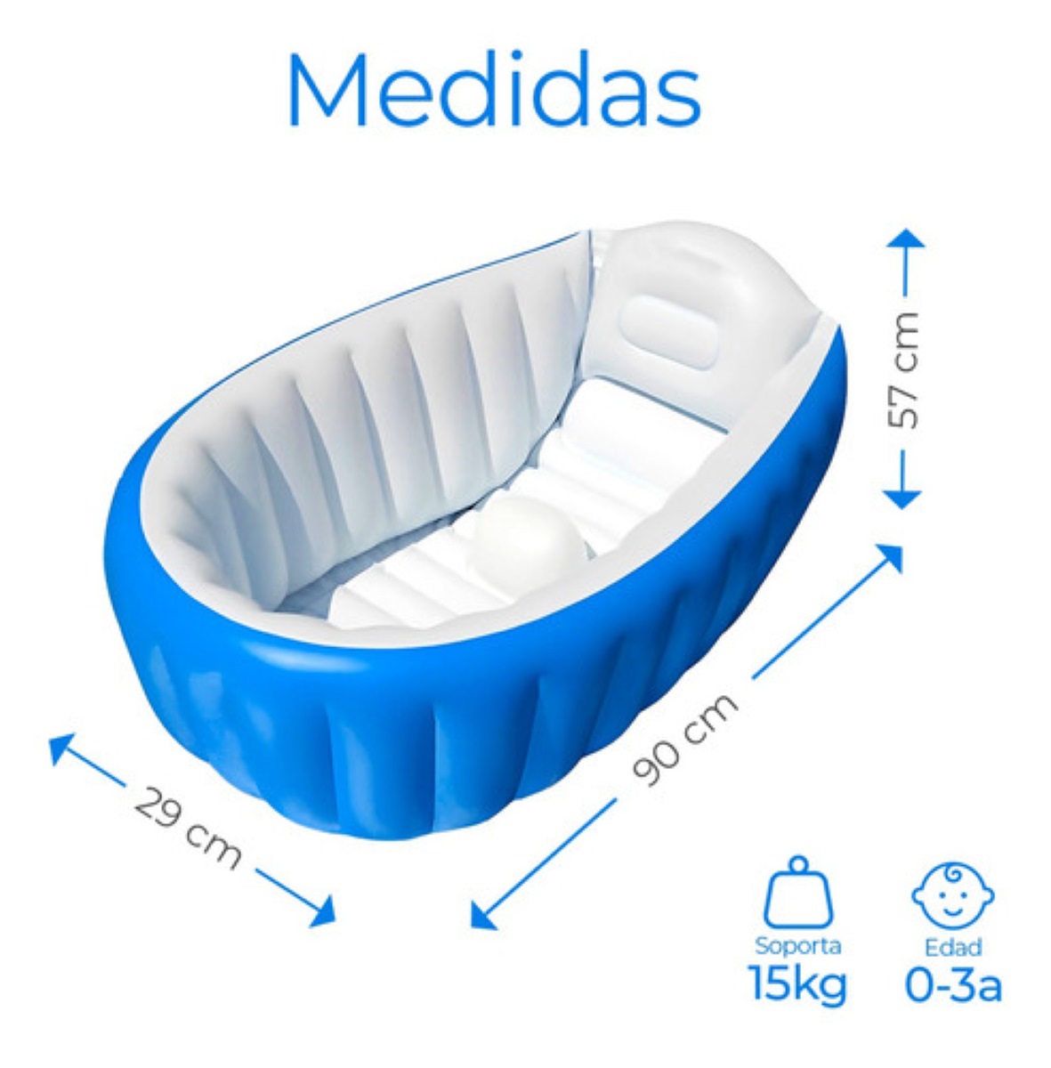 Bañera Inflable Para Bebés Portátil Tina Plegable Con Bomba Color Azul