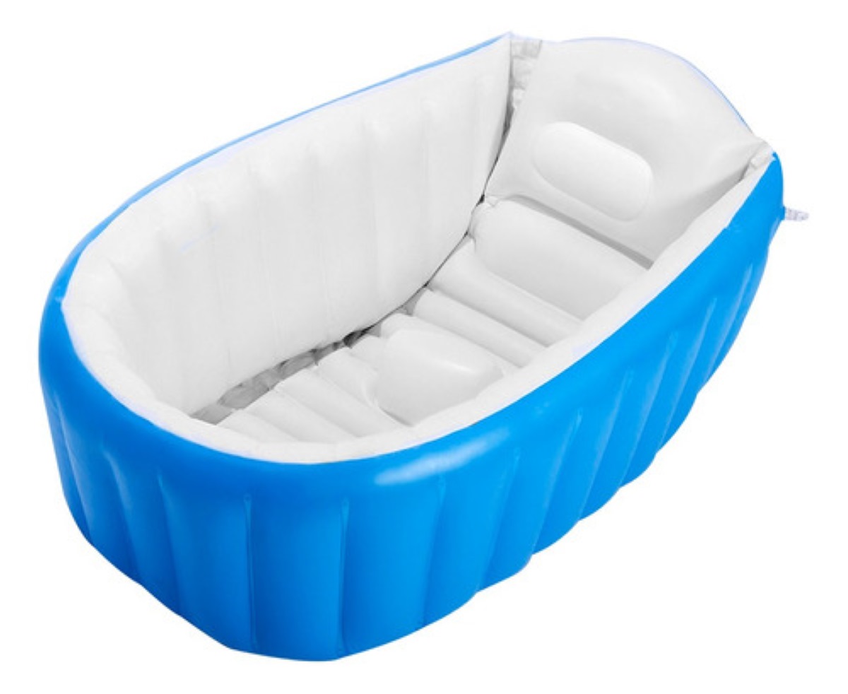Bañera Inflable Para Bebés Portátil Tina Plegable Con Bomba Color Azul