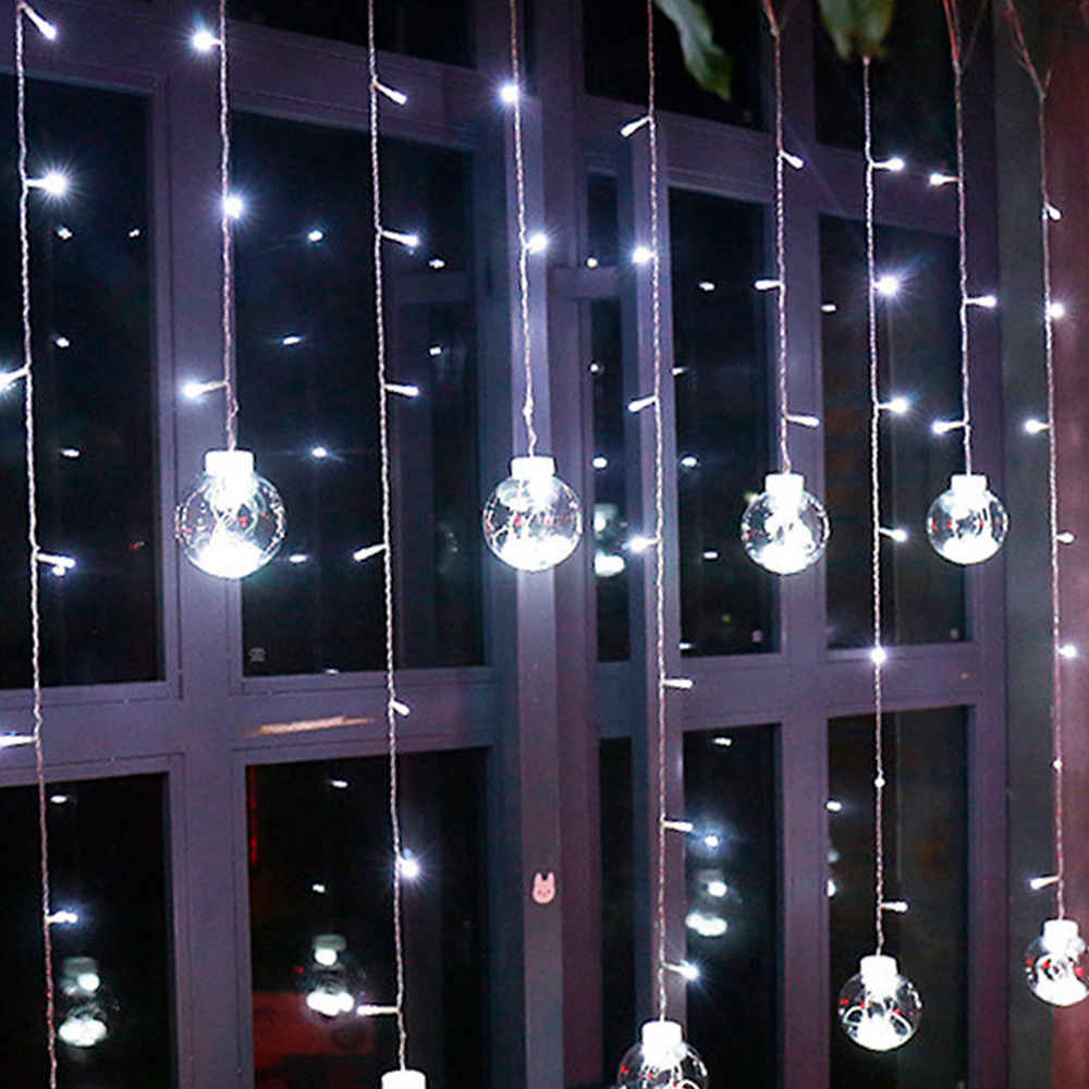 Cortina Serie De Luces 108 Led Luz Blanca Pelotas 2.6x.80 M