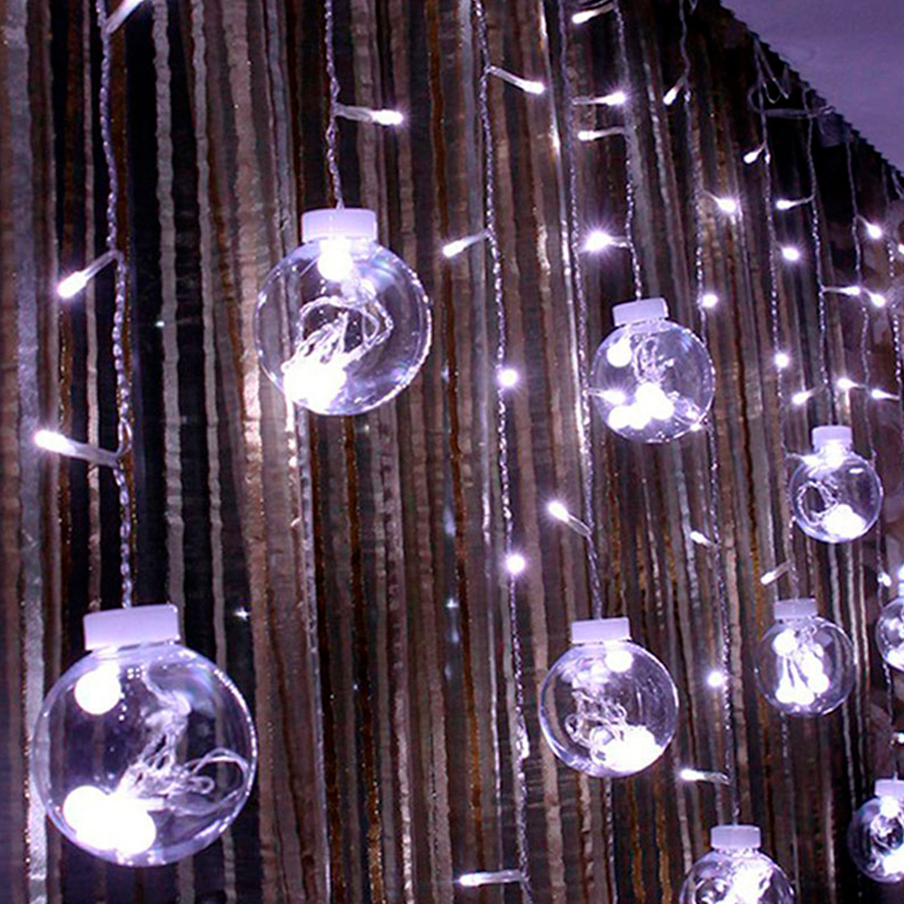 Cortina Serie De Luces 108 Led Luz Blanca Pelotas 2.6x.80 M