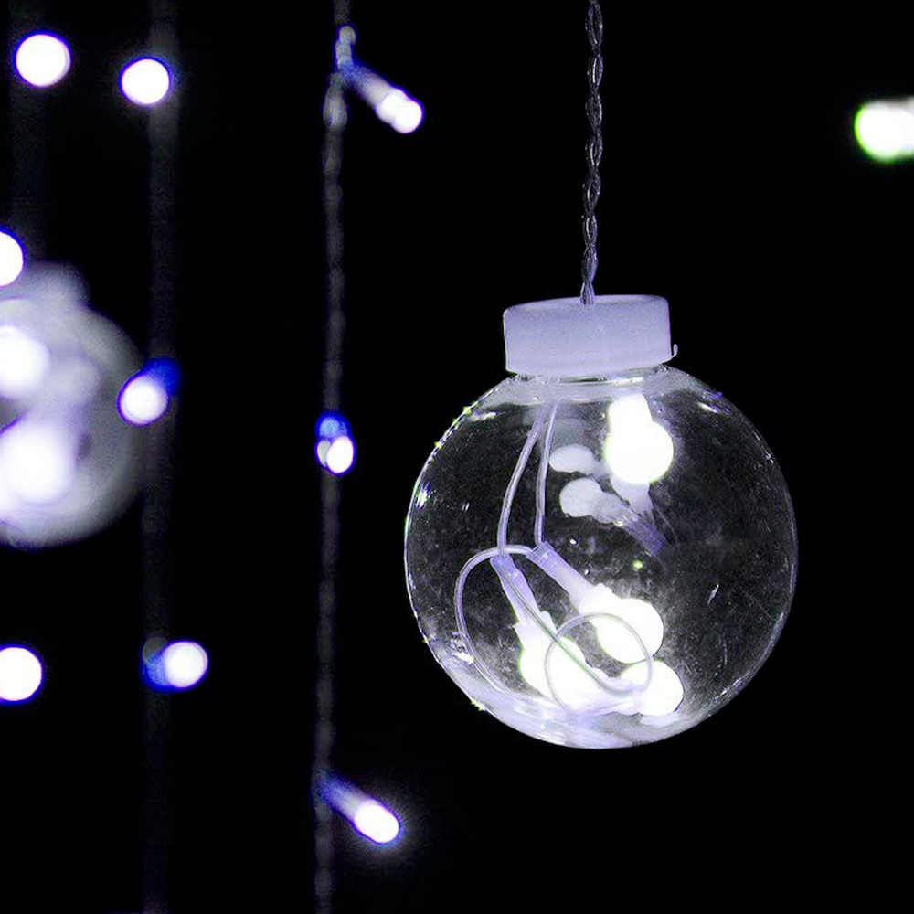 Cortina Serie De Luces 108 Led Luz Blanca Pelotas 2.6x.80 M