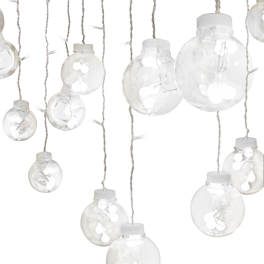 Cortina Serie De Luces 108 Led Luz Blanca Pelotas 2.6x.80 M