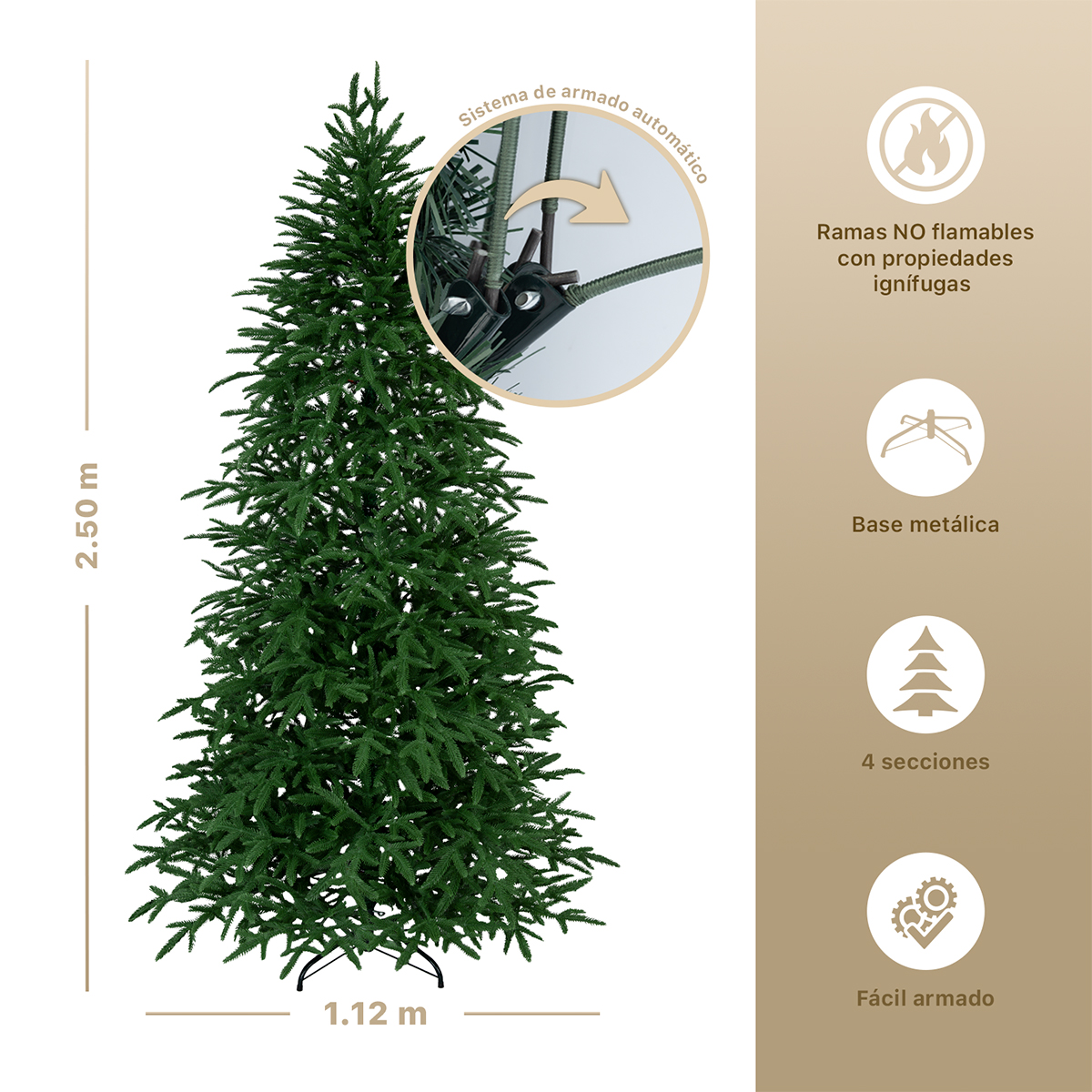 Árbol de Navidad Pino Navideño 2.5m 1350 Ramas - Verde para ESQUIMAL.