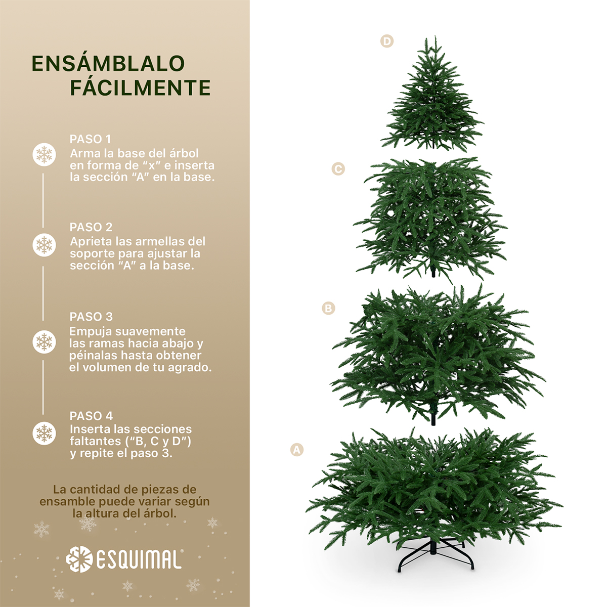 Árbol de Navidad Pino Navideño 2.5m 1350 Ramas - Verde para ESQUIMAL.