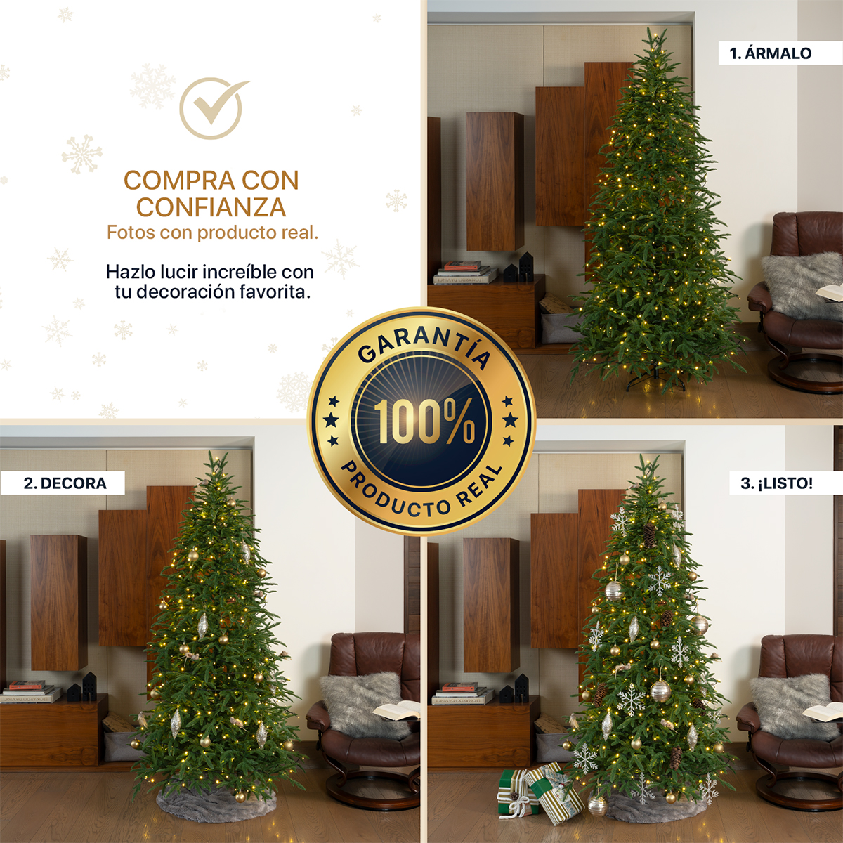 Árbol de Navidad Pino Navideño 2.5m 1350 Ramas - Verde para ESQUIMAL.