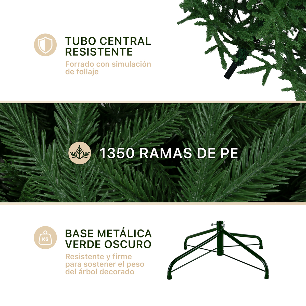 Árbol de Navidad Pino Navideño 2.5m 1350 Ramas - Verde para ESQUIMAL.