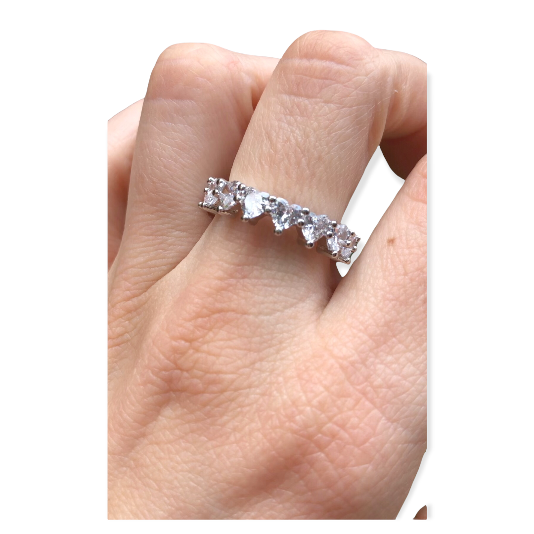 Churumbela Corazones Zirconias Cúbicas En Plata 925 -amour.