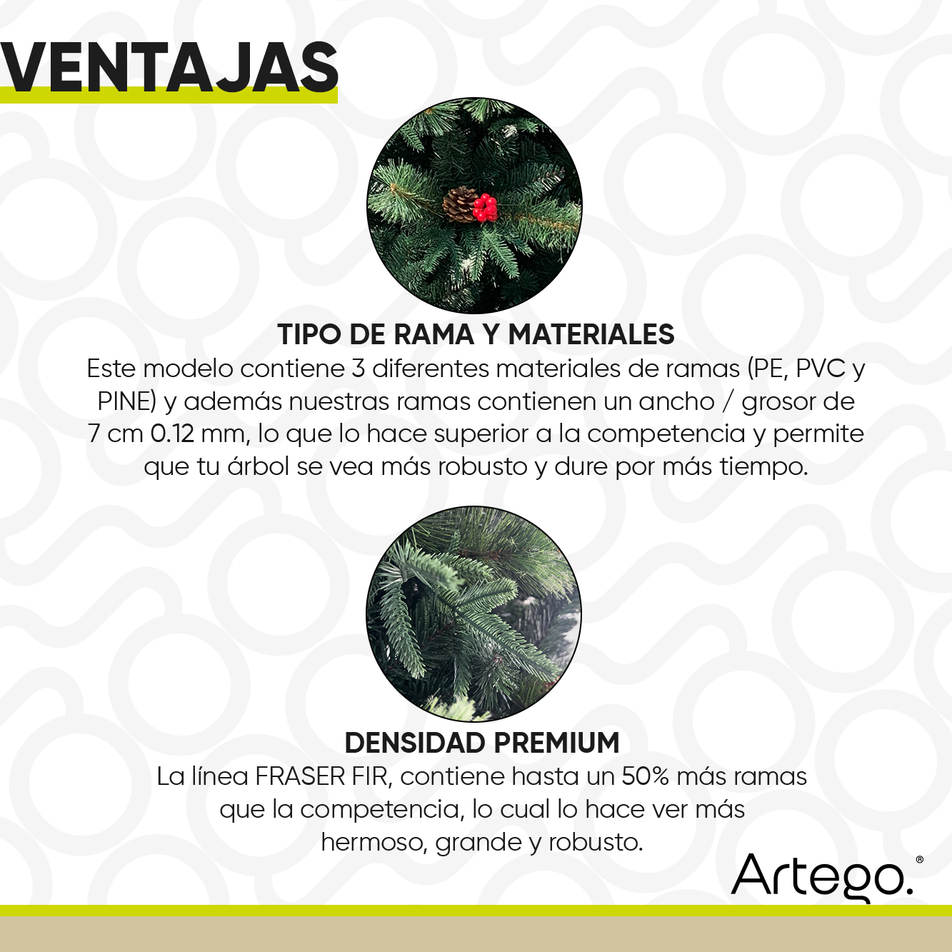 Árbol de Navidad Fraser Fir densidad premium 3 tipos de rama incluye maleta 250cm Artego