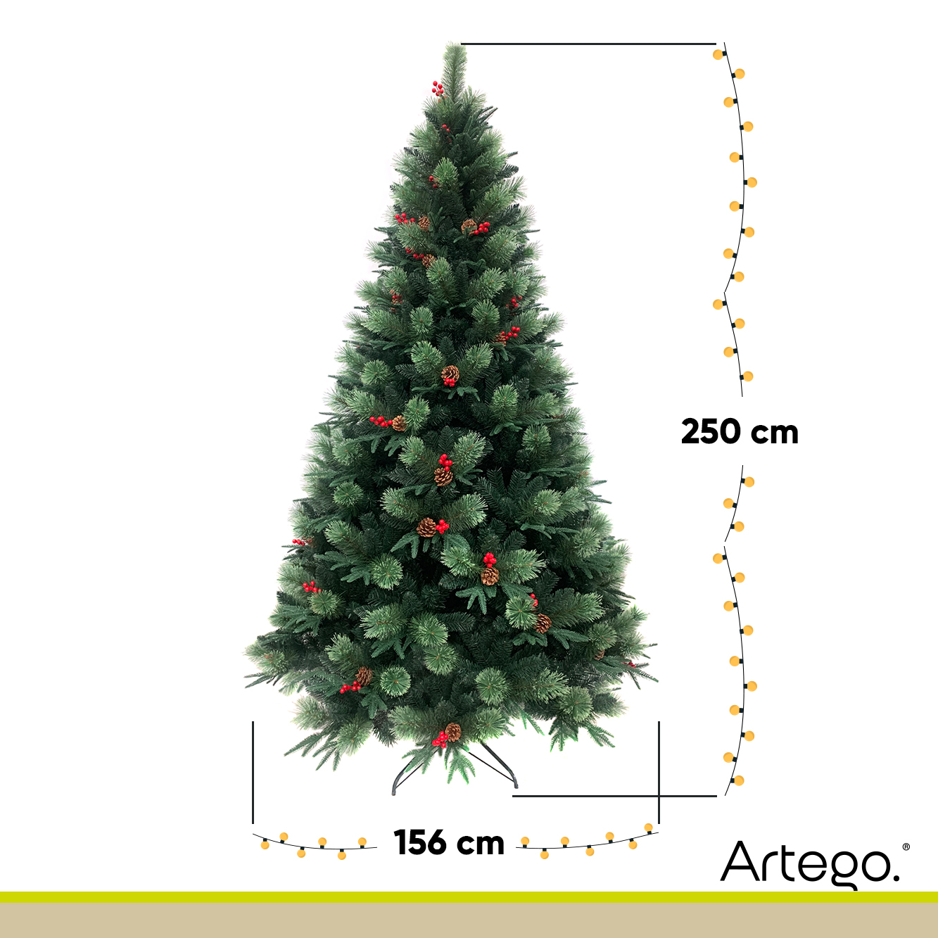 Árbol de Navidad Fraser Fir densidad premium 3 tipos de rama incluye maleta 250cm Artego