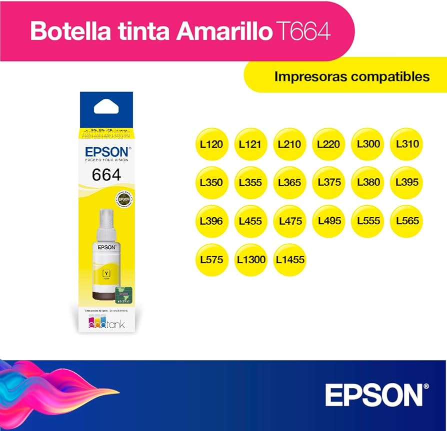 BOTELLA DE TINTA EPSON ECOTANK T664 AMARILLO SERIE L 70ML