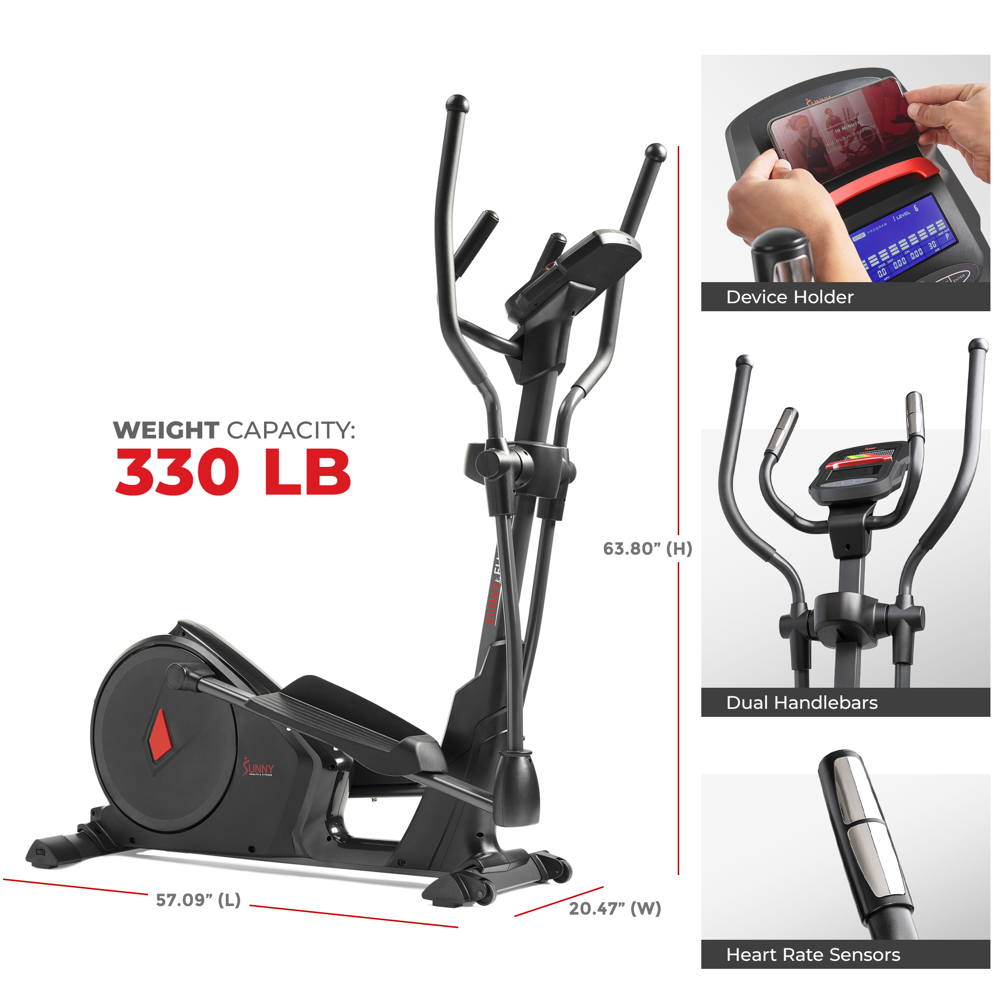 Máquina Elíptica Premium con Entrenador Inteligente Sunny Health 