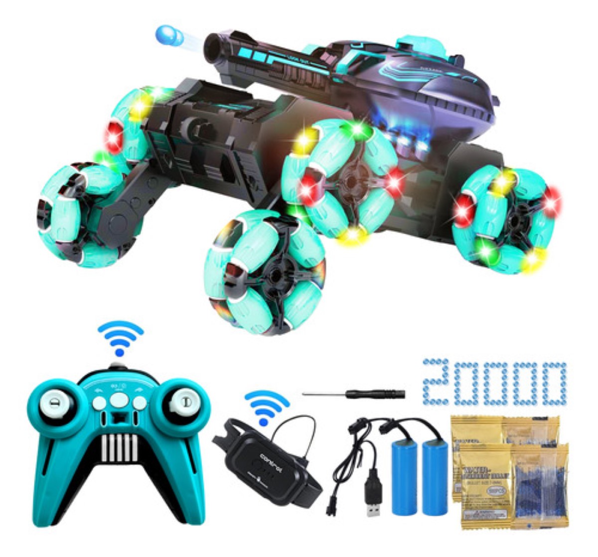 Tanque Rc 6wd Con Lanzador De Balas Y Control Remoto Niños
