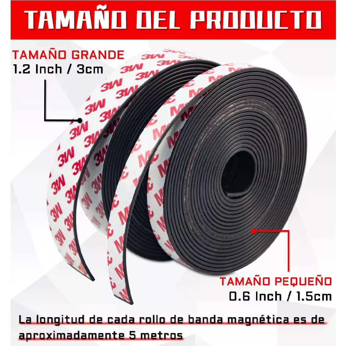 2pzs Tira Cinta Magnetica Adherible Rollo Ancho 1.5 Cm Y 3cm