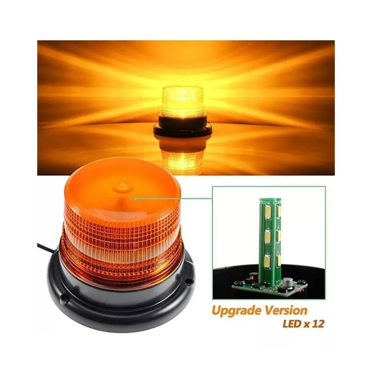 Torreta Led Ambar 12~24v Estrobo C/iman 16w 12 Leds