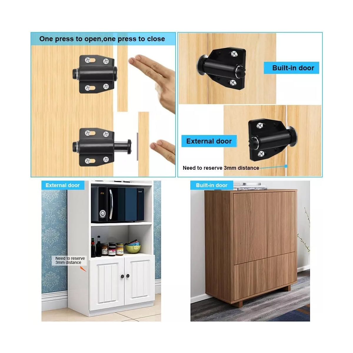 Resbalón Imán Automático Sencillo Magnético Push 20 Pcs