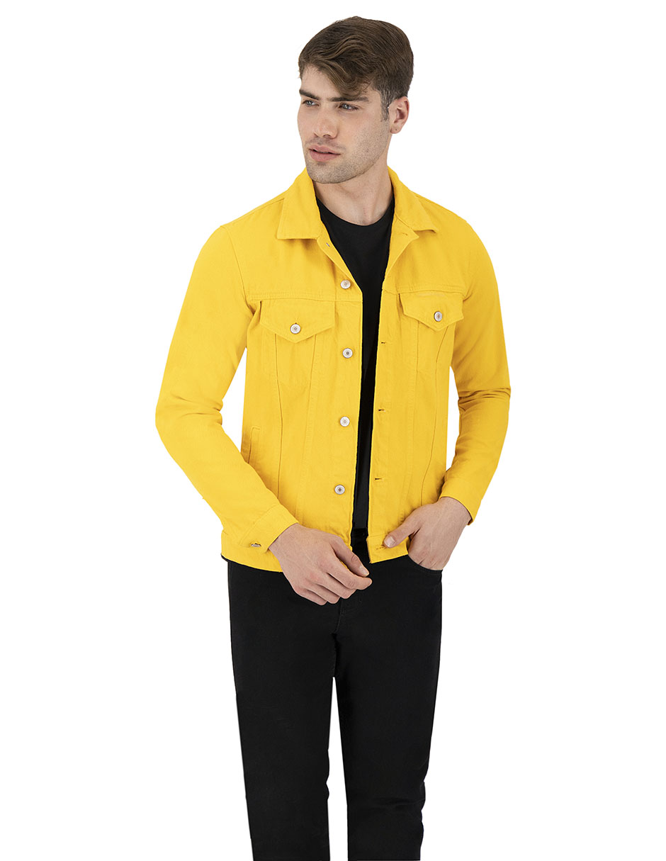 SET DE 2 CHAMARRAS DE MEZCLILLA BÁSICAS NEGRO, AMARILLO INDICUM HOMBRE
