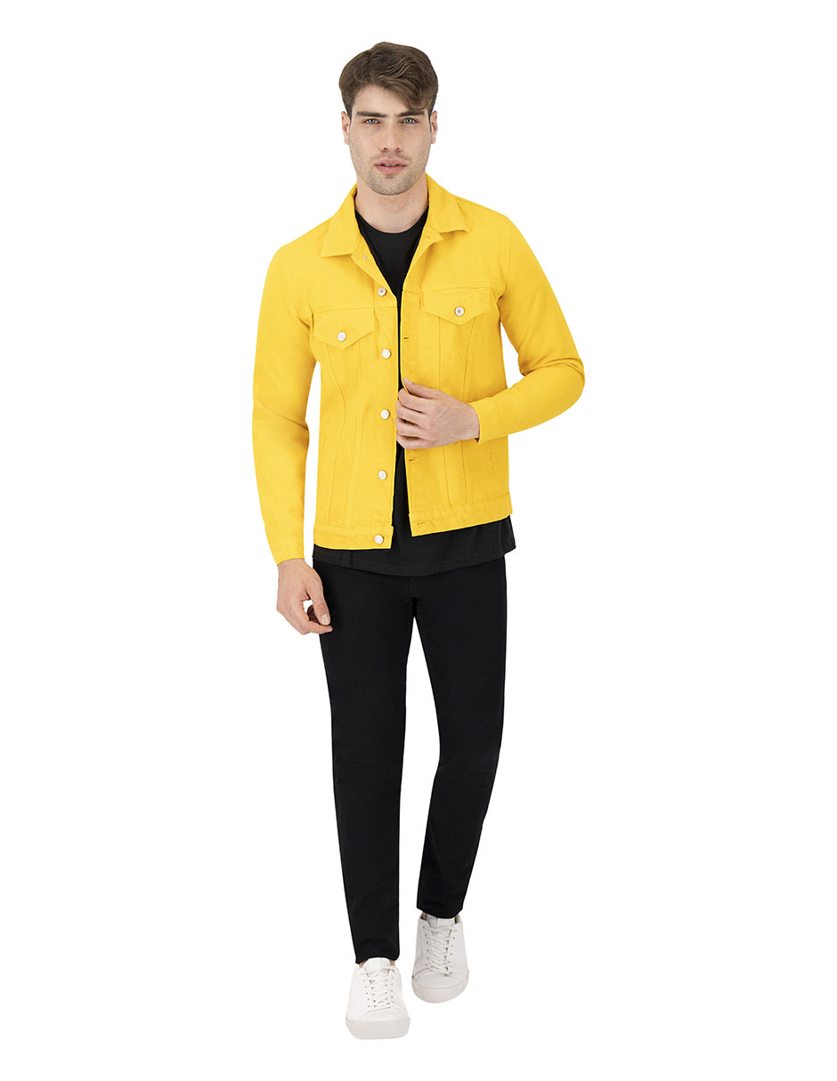 SET DE 2 CHAMARRAS DE MEZCLILLA BÁSICAS NEGRO, AMARILLO INDICUM HOMBRE