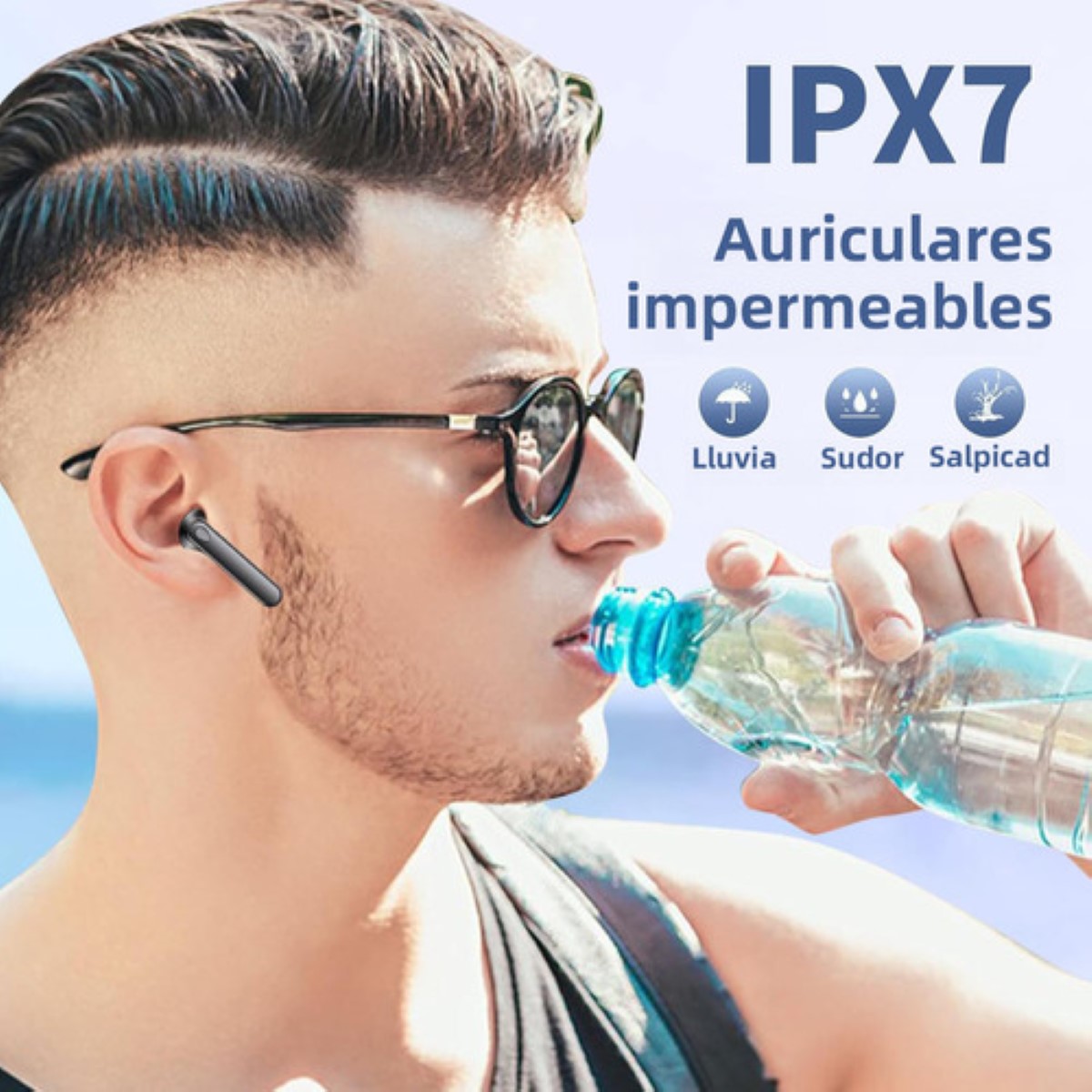 Audífonos Bluetooth Bmani S13 Inalámbricos Auricular Al Agua Con Led Pantalla De Potencia Carga inalambrica Negro