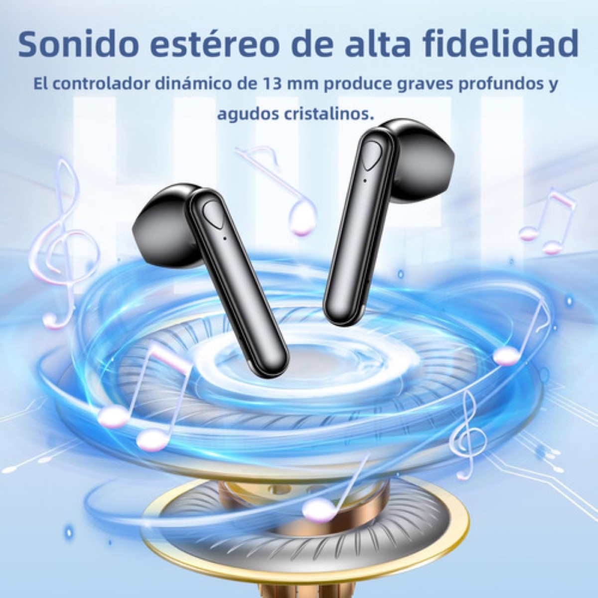 Audífonos Bluetooth Bmani S13 Inalámbricos Auricular Al Agua Con Led Pantalla De Potencia Carga inalambrica Negro