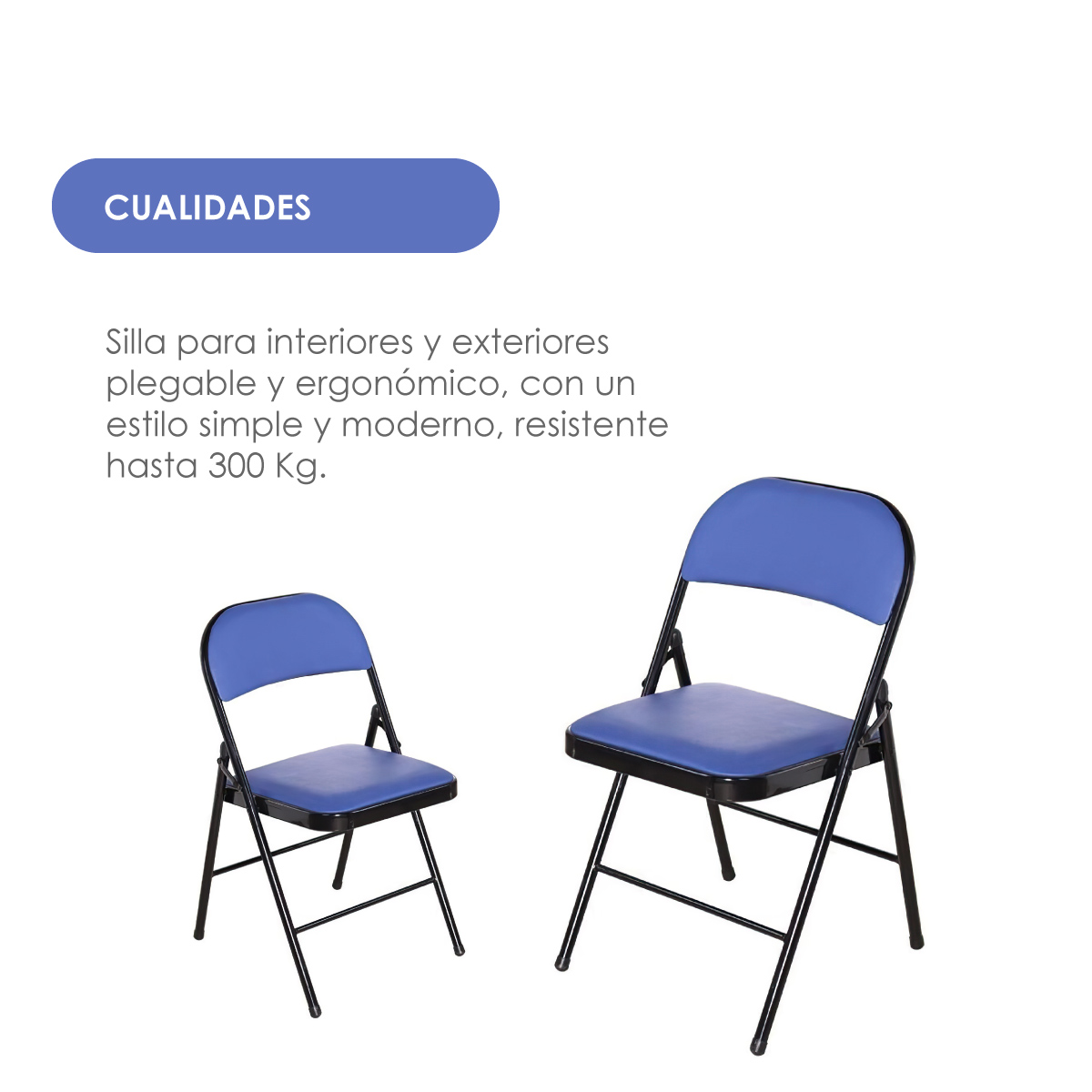Ilios Innova | Paquete de sillas plegables acolchonadas impermeables para exteriores con estructura metálica resistente y base antideslizante color azul
