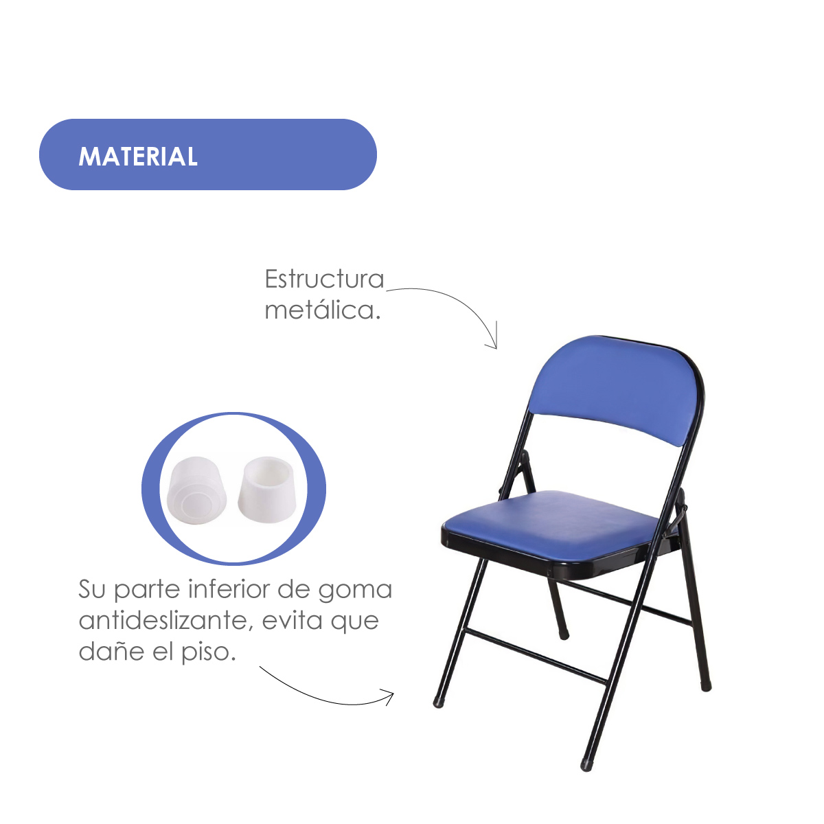 Ilios Innova | Paquete de sillas plegables acolchonadas impermeables para exteriores con estructura metálica resistente y base antideslizante color azul