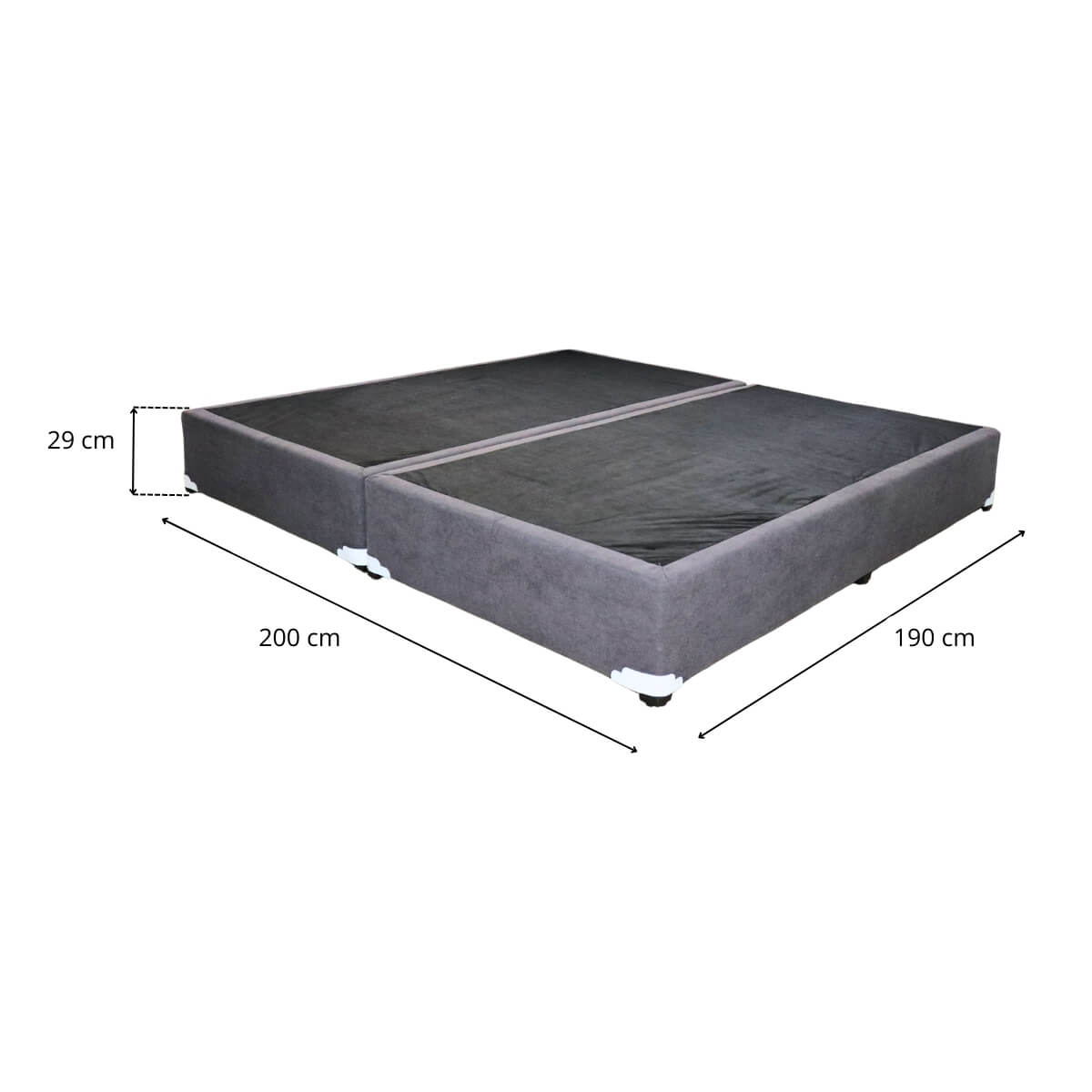 Base para Cama King Size NORVAL Muebles Base de Madera con Moderno tapiz en Lino Gris.