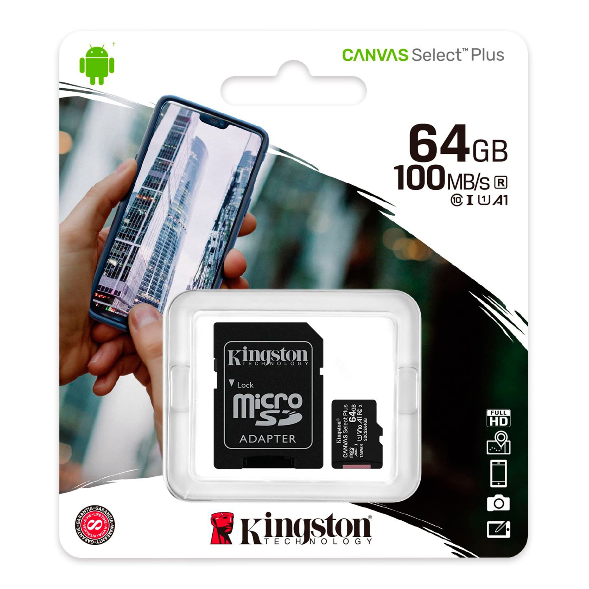 10 Pack - Tarjeta de Memoria microSD de 64 GB Kingston Canvas Select Plus