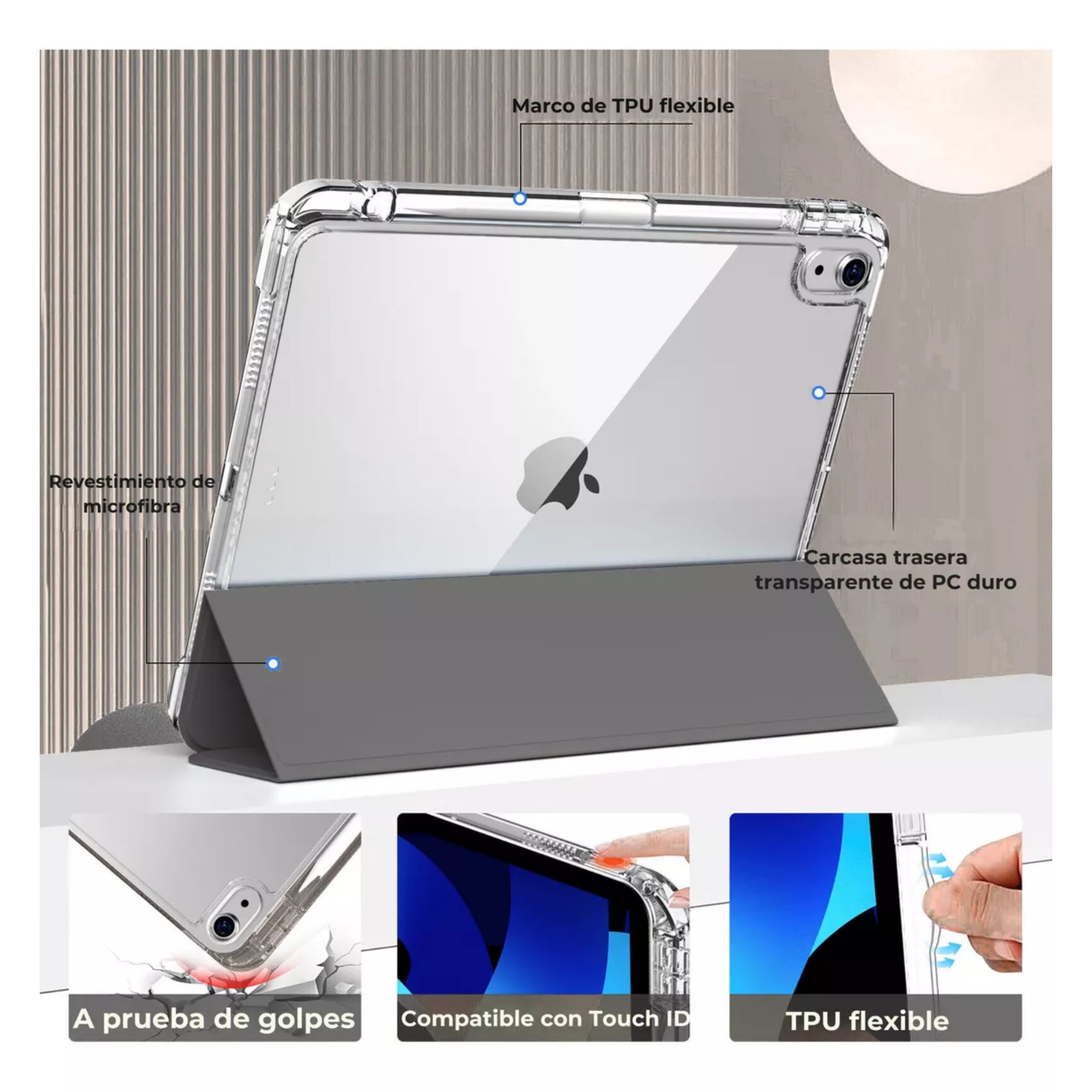 Funda Para iPad Pro 12.9 / Air 13 M2 SmartCover Soporte  Compatible iPad Air 10.9 Pulgadas iPad Air M2/m3 11 Pulgadas