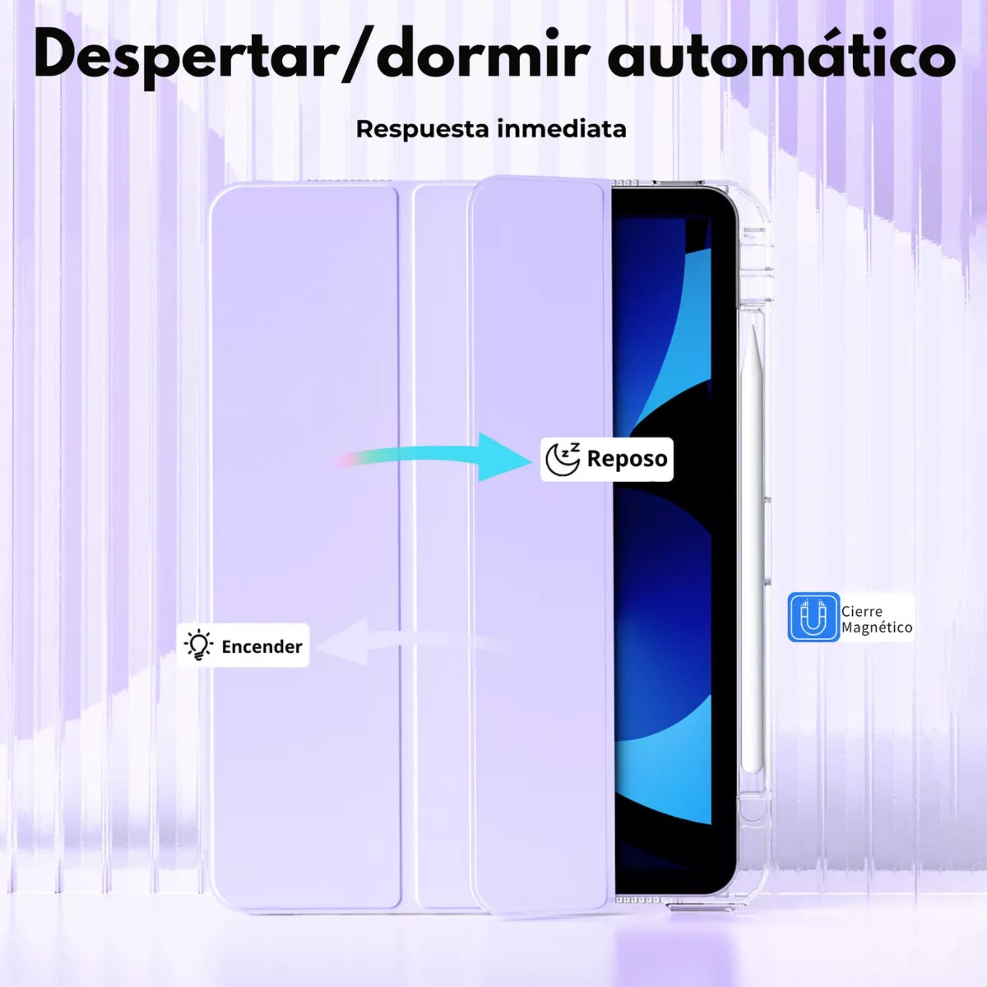 Funda Para iPad Pro 12.9 / Air 13 M2 Smart Cover Soporte Color Lila