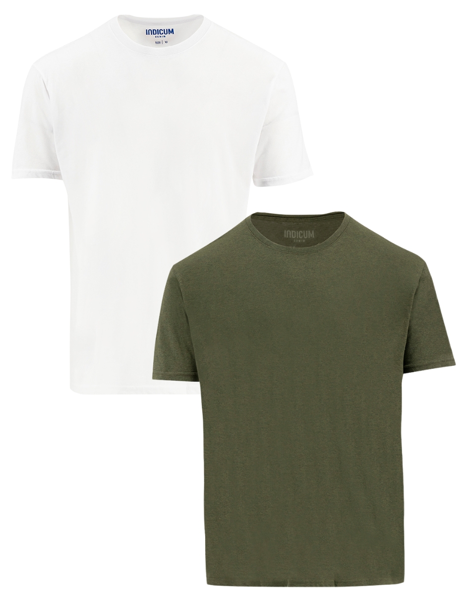 SET DE 2 PLAYERAS BÁSICAS BLANCA, VERDE INDICUM HOMBRE