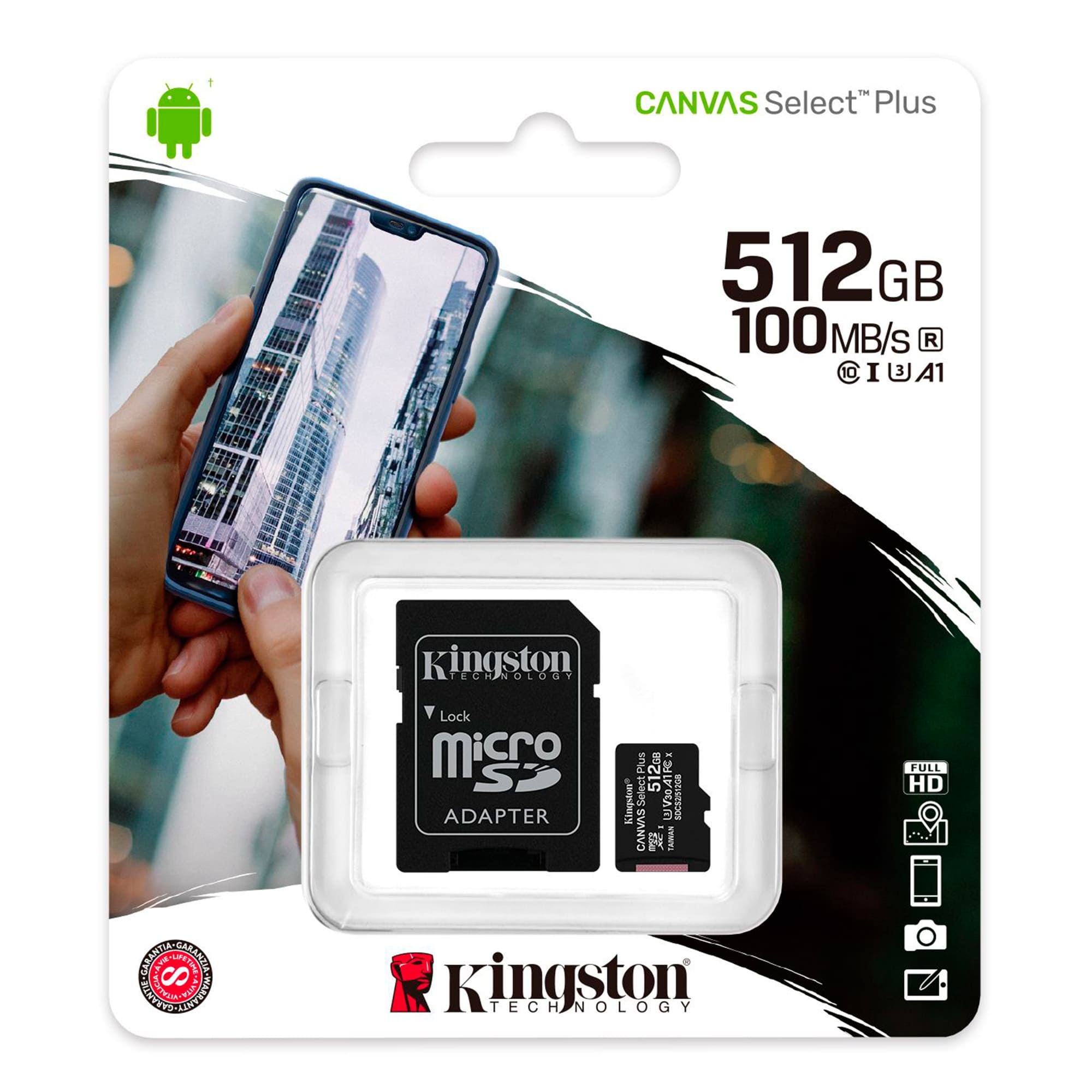 5 Pack - Tarjeta de Memoria microSD de 512 GB Kingston Canvas Select Plus