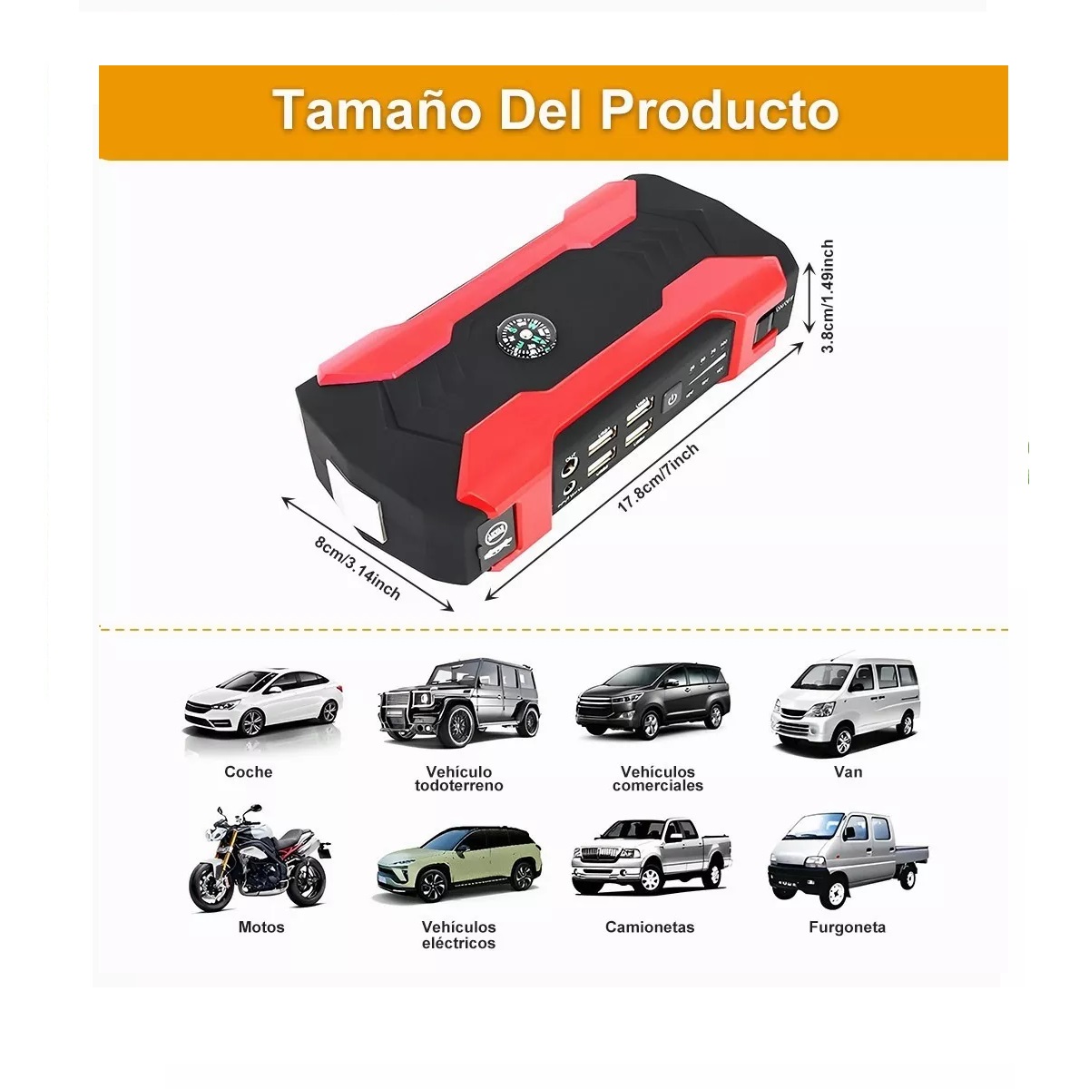 Arrancador De Batería Auto 1000a Con 28000mah Powerbank