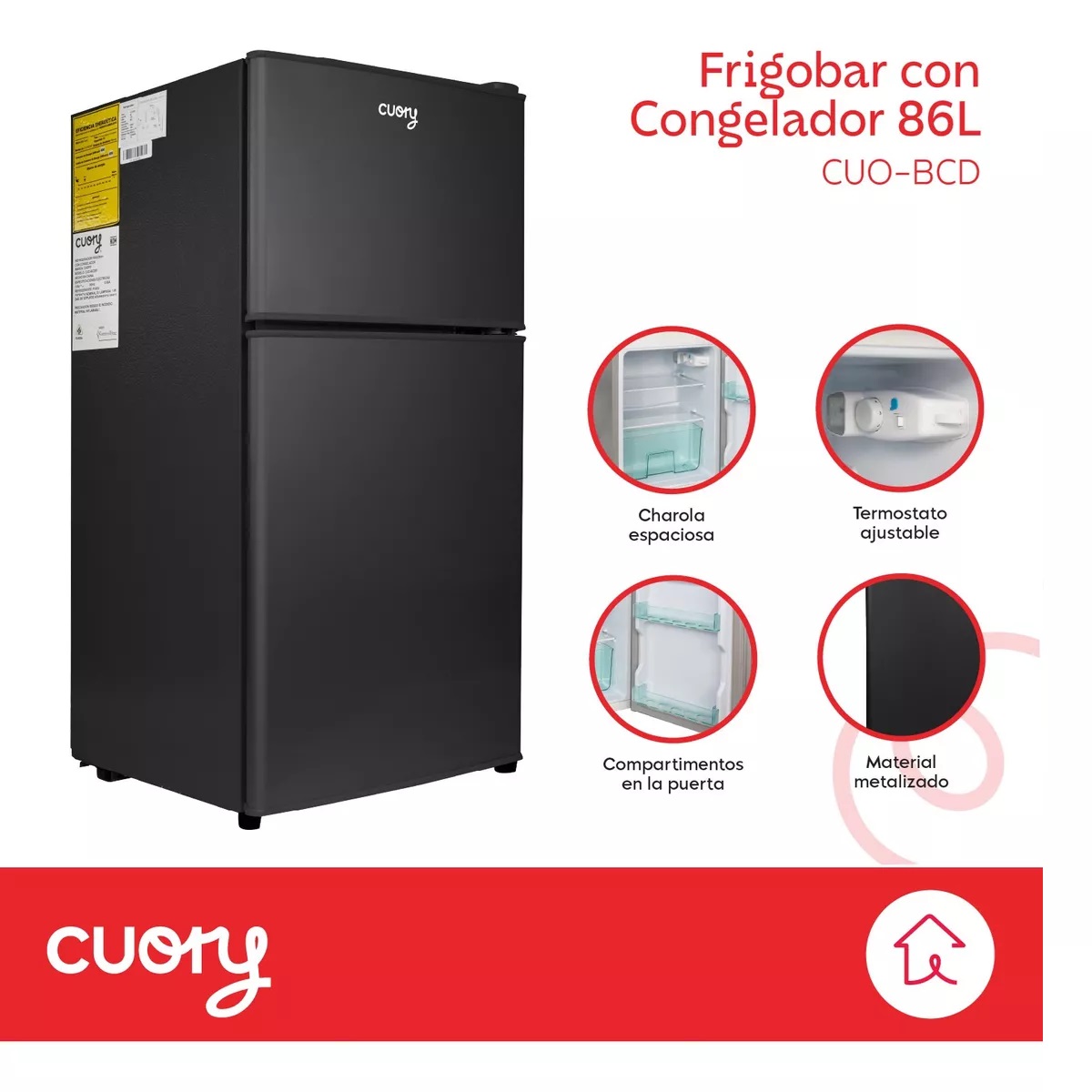 Frigobar Refrigerador Con Freezer Cuory 86l 2 Puertas 3 Pies