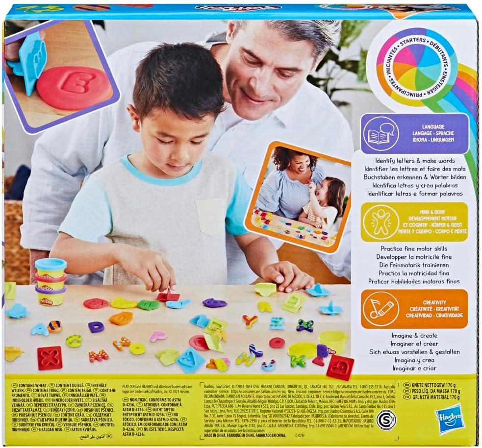 Play Doh Plastilina Moldes Letras Con 6 Masas Hasbro E8532