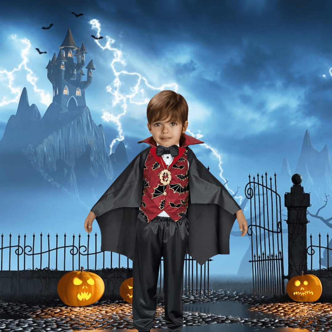 Disfraz de Conde Drácula para Bebé y Niños - Disfraces de Vampiro con Capa - Traje Día de Muertos y Halloween