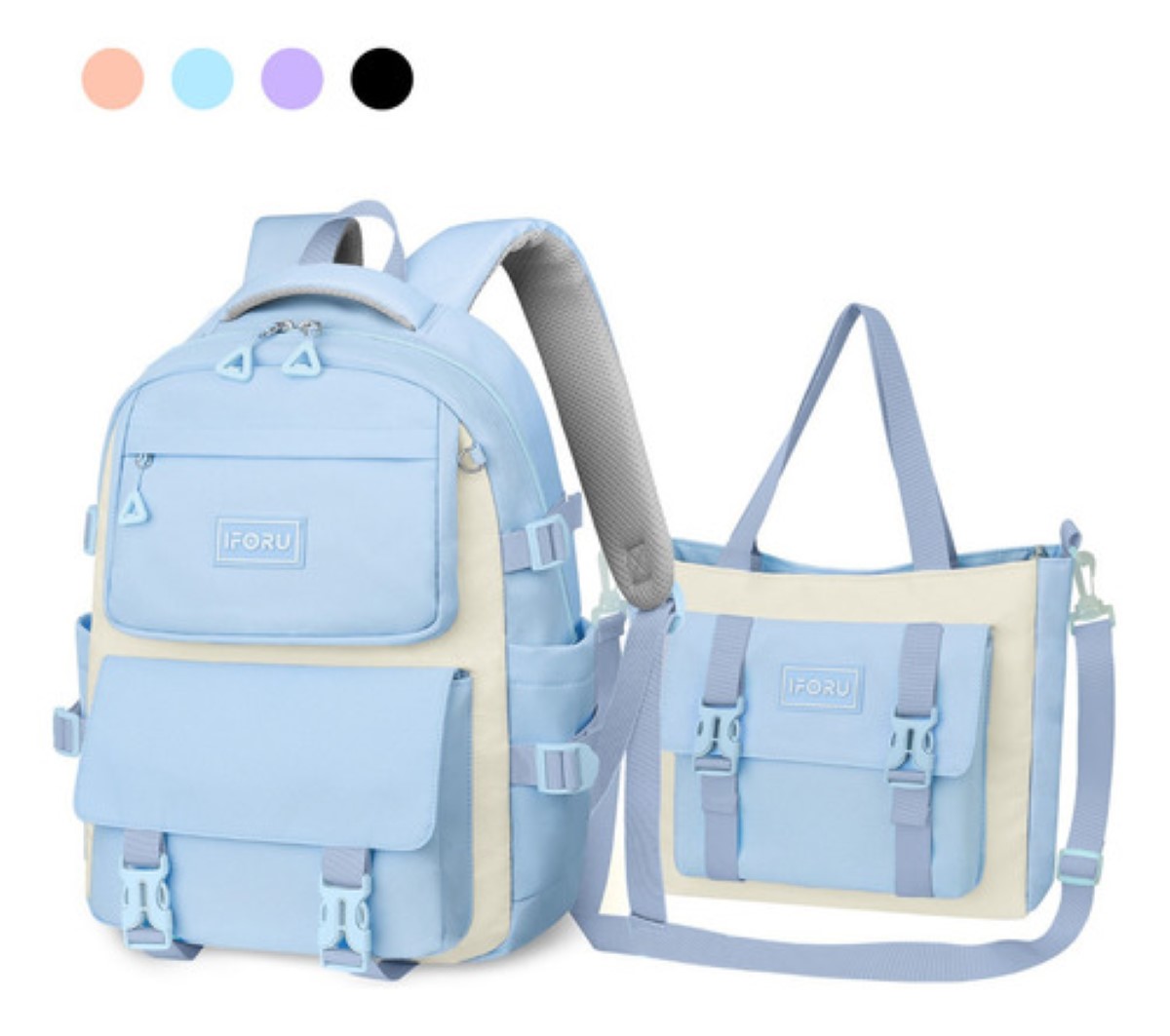 Mochila Escolar Viaje Bolsa Impermeable Mochilas Reforzada 2 En 1 AZUL CIELO