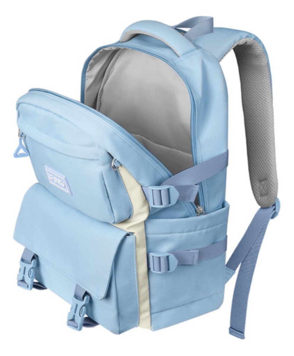 Mochila Escolar Viaje Bolsa Impermeable Mochilas Reforzada 2 En 1 AZUL CIELO