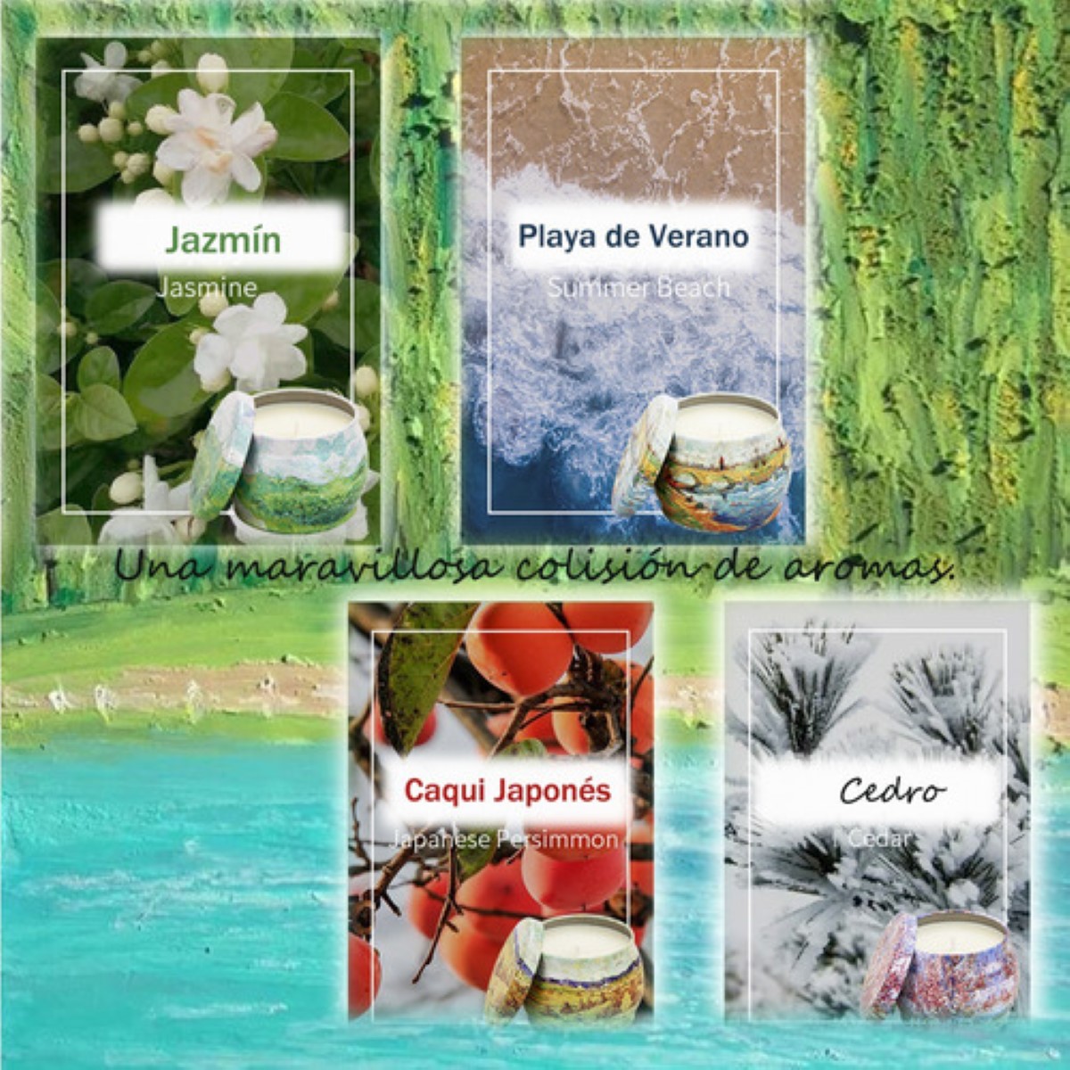 Velas Aromáticas De Cera De Soja Vela De Aromaterapia 3.5oz cuatro estaciones